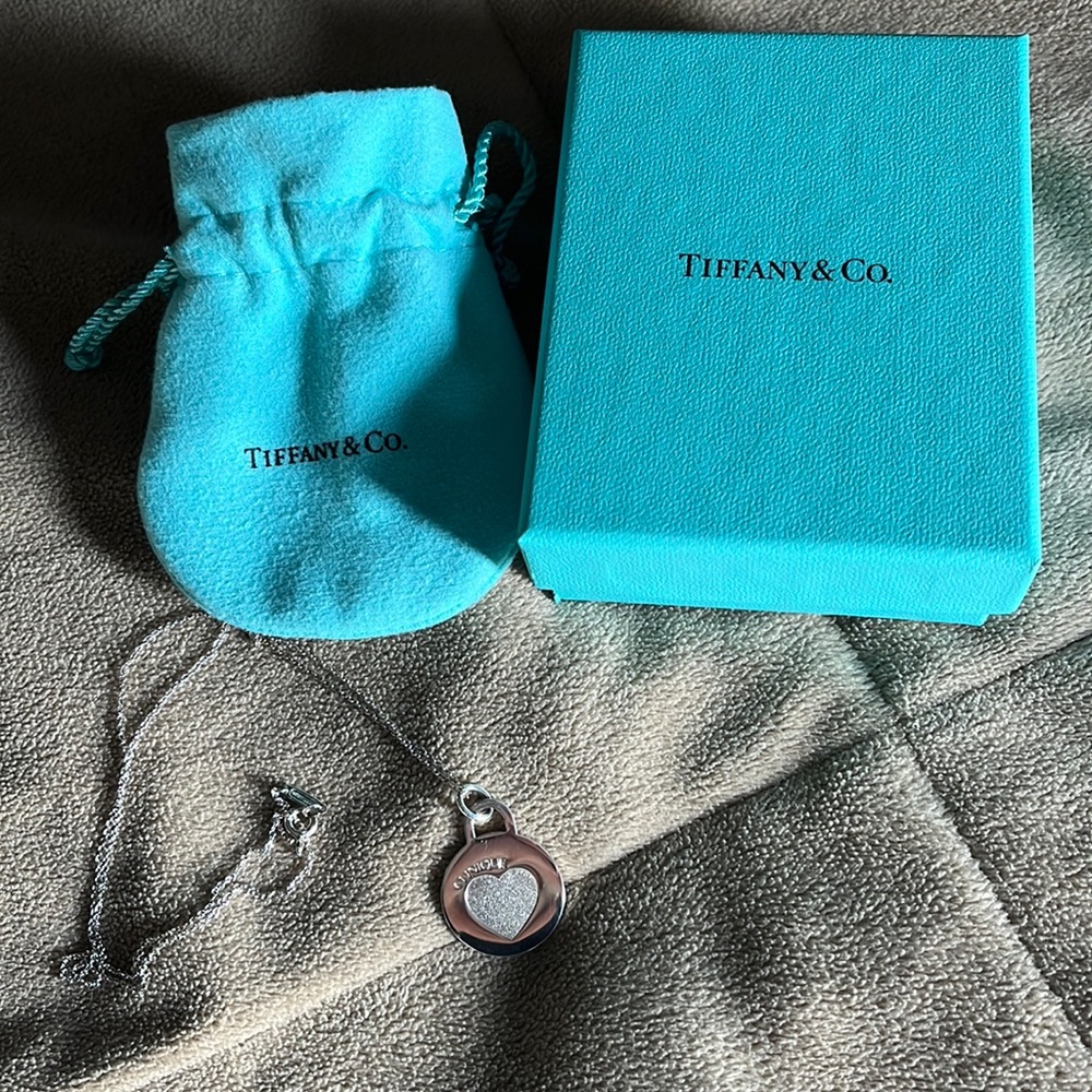 Tiffany and Co. Clinique Heart Disc Sterling Silver Necklace